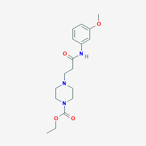 molecular formula C17H25N3O4 B247938 ETHYL 4-[3-(3-METHOXYANILINO)-3-OXOPROPYL]TETRAHYDRO-1(2H)-PYRAZINECARBOXYLATE 