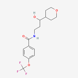 molecular formula C16H20F3NO4 B2479392 N-(3-hydroxy-3-(tetrahydro-2H-pyran-4-yl)propyl)-4-(trifluoromethoxy)benzamide CAS No. 2034241-07-9
