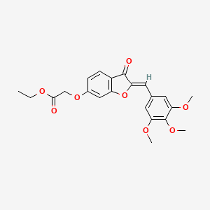 molecular formula C22H22O8 B2479397 (Z)-ethyl 2-((3-oxo-2-(3,4,5-trimethoxybenzylidene)-2,3-dihydrobenzofuran-6-yl)oxy)acetate CAS No. 858761-66-7