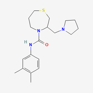 molecular formula C19H29N3OS B2479398 N-(3,4-dimethylphenyl)-3-(pyrrolidin-1-ylmethyl)-1,4-thiazepane-4-carboxamide CAS No. 1421516-28-0