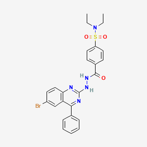 molecular formula C25H24BrN5O3S B2479402 4-(2-(6-bromo-4-phenylquinazolin-2-yl)hydrazinecarbonyl)-N,N-diethylbenzenesulfonamide CAS No. 352545-58-5