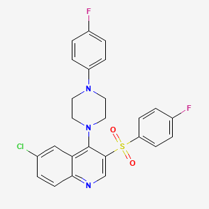 molecular formula C25H20ClF2N3O2S B2479408 6-Chloro-4-[4-(4-fluorophenyl)piperazin-1-yl]-3-(4-fluorophenyl)sulfonylquinoline CAS No. 866844-30-6