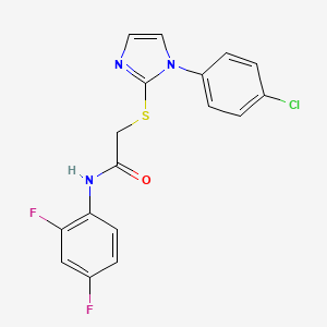 molecular formula C17H12ClF2N3OS B2479412 2-[1-(4-chlorophenyl)imidazol-2-yl]sulfanyl-N-(2,4-difluorophenyl)acetamide CAS No. 688337-24-8