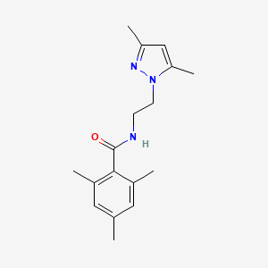 molecular formula C17H23N3O B2479420 N-(2-(3,5-dimethyl-1H-pyrazol-1-yl)ethyl)-2,4,6-trimethylbenzamide CAS No. 1235355-89-1