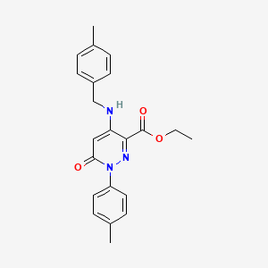 molecular formula C22H23N3O3 B2479423 ethyl 1-(4-methylphenyl)-4-{[(4-methylphenyl)methyl]amino}-6-oxo-1,6-dihydropyridazine-3-carboxylate CAS No. 922068-44-8