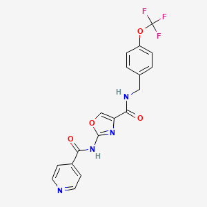molecular formula C18H13F3N4O4 B2479425 2-(isonicotinamido)-N-(4-(trifluoromethoxy)benzyl)oxazole-4-carboxamide CAS No. 1797093-12-9