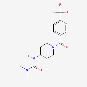 molecular formula C16H20F3N3O2 B2479430 1,1-Dimethyl-3-[1-[4-(trifluoromethyl)benzoyl]piperidin-4-yl]urea CAS No. 1795907-47-9