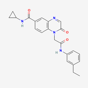 molecular formula C22H22N4O3 B2479437 N-cyclopropyl-1-{[(3-ethylphenyl)carbamoyl]methyl}-2-oxo-1,2-dihydroquinoxaline-6-carboxamide CAS No. 1251691-85-6