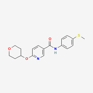 molecular formula C18H20N2O3S B2479489 N-(4-(methylthio)phenyl)-6-((tetrahydro-2H-pyran-4-yl)oxy)nicotinamide CAS No. 2034294-97-6
