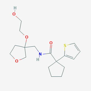 molecular formula C17H25NO4S B2479555 N-{[3-(2-hydroxyethoxy)oxolan-3-yl]methyl}-1-(thiophen-2-yl)cyclopentane-1-carboxamide CAS No. 2320575-57-1
