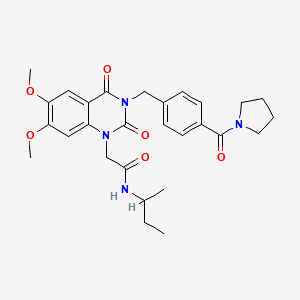 molecular formula C28H34N4O6 B2479556 N-(butan-2-yl)-2-(6,7-dimethoxy-2,4-dioxo-3-{[4-(pyrrolidine-1-carbonyl)phenyl]methyl}-1,2,3,4-tetrahydroquinazolin-1-yl)acetamide CAS No. 1242924-48-6