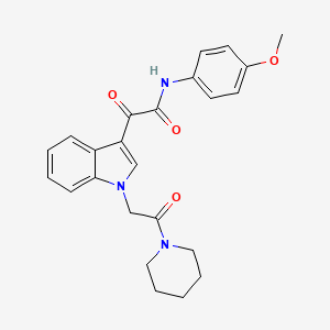 molecular formula C24H25N3O4 B2479570 N-(4-methoxyphenyl)-2-oxo-2-{1-[2-oxo-2-(piperidin-1-yl)ethyl]-1H-indol-3-yl}acetamide CAS No. 872862-00-5