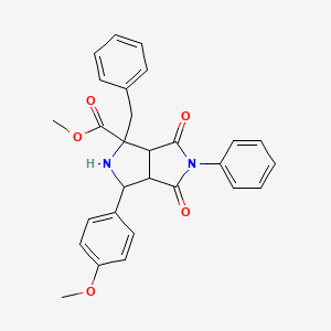 molecular formula C28H26N2O5 B2479608 Methyl 1-benzyl-3-(4-methoxyphenyl)-4,6-dioxo-5-phenyloctahydropyrrolo[3,4-c]pyrrole-1-carboxylate CAS No. 318239-69-9