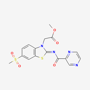 (E)-methyl 2-(6-(methylsulfonyl)-2-((pyrazine-2-carbonyl)imino)benzo[d]thiazol-3(2H)-yl)acetate
