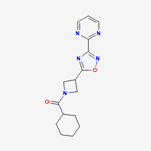 molecular formula C16H19N5O2 B2479673 2-[5-(1-cyclohexanecarbonylazetidin-3-yl)-1,2,4-oxadiazol-3-yl]pyrimidine CAS No. 1327529-03-2