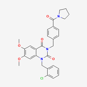 1-(2-chlorobenzyl)-6,7-dimethoxy-3-(4-(pyrrolidine-1-carbonyl)benzyl)quinazoline-2,4(1H,3H)-dione