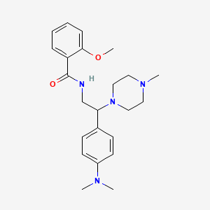 molecular formula C23H32N4O2 B2479723 N-{2-[4-(dimethylamino)phenyl]-2-(4-methylpiperazin-1-yl)ethyl}-2-methoxybenzamide CAS No. 946345-69-3