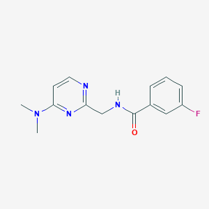 molecular formula C14H15FN4O B2479726 N-((4-(dimethylamino)pyrimidin-2-yl)methyl)-3-fluorobenzamide CAS No. 1797292-46-6