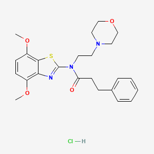 molecular formula C24H30ClN3O4S B2479731 N-(4,7-二甲氧基苯并[d]噻唑-2-基)-N-(2-吗啉基乙基)-3-苯基丙酰胺盐酸盐 CAS No. 1329930-07-5