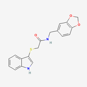 N-(1,3-benzodioxol-5-ylmethyl)-2-(1H-indol-3-ylsulfanyl)acetamide