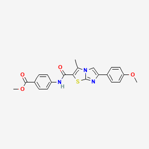 molecular formula C22H19N3O4S B2479758 METHYL 4-[6-(4-METHOXYPHENYL)-3-METHYLIMIDAZO[2,1-B][1,3]THIAZOLE-2-AMIDO]BENZOATE CAS No. 852135-00-3