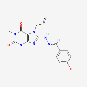 8-{2-[(4-methoxyphenyl)methylidene]hydrazin-1-yl}-1,3-dimethyl-7-(prop-2-en-1-yl)-2,3,6,7-tetrahydro-1H-purine-2,6-dione