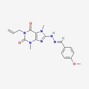 (E)-1-allyl-8-(2-(4-methoxybenzylidene)hydrazinyl)-3,7-dimethyl-1H-purine-2,6(3H,7H)-dione