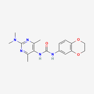 1-(2,3-Dihydrobenzo[b][1,4]dioxin-6-yl)-3-(2-(dimethylamino)-4,6-dimethylpyrimidin-5-yl)urea