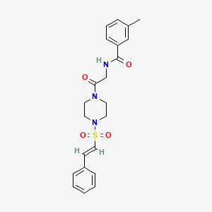 3-methyl-N-[2-oxo-2-[4-[(E)-2-phenylethenyl]sulfonylpiperazin-1-yl]ethyl]benzamide