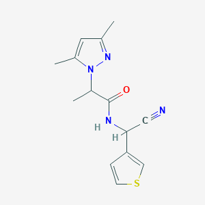 molecular formula C14H16N4OS B2479821 N-[cyano(thiophen-3-yl)methyl]-2-(3,5-dimethyl-1H-pyrazol-1-yl)propanamide CAS No. 1355821-42-9