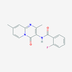 molecular formula C17H14FN3O2 B2479822 N-{2,8-dimethyl-4-oxo-4H-pyrido[1,2-a]pyrimidin-3-yl}-2-fluorobenzamide CAS No. 946256-42-4