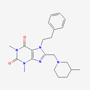 1,3-dimethyl-8-[(3-methylpiperidin-1-yl)methyl]-7-(2-phenylethyl)-3,7-dihydro-1H-purine-2,6-dione