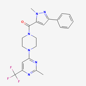 (1-methyl-3-phenyl-1H-pyrazol-5-yl)(4-(2-methyl-6-(trifluoromethyl)pyrimidin-4-yl)piperazin-1-yl)methanone