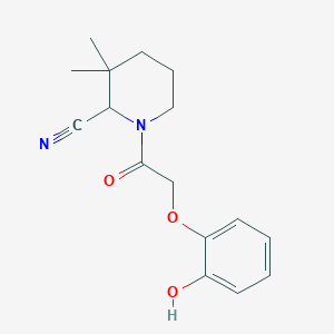 molecular formula C16H20N2O3 B2479880 1-[2-(2-Hydroxyphenoxy)acetyl]-3,3-dimethylpiperidine-2-carbonitrile CAS No. 2261209-54-3