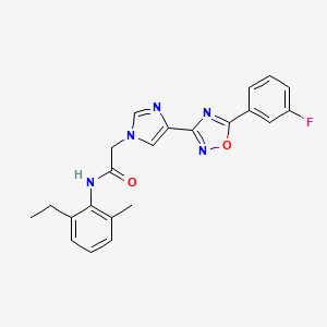 molecular formula C22H20FN5O2 B2479887 N~1~-(2-ethyl-6-methylphenyl)-2-{4-[5-(3-fluorophenyl)-1,2,4-oxadiazol-3-yl]-1H-imidazol-1-yl}acetamide CAS No. 1251612-35-7