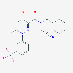 molecular formula C22H17F3N4O2 B2479892 N-benzyl-N-(cyanomethyl)-6-methyl-4-oxo-1-[3-(trifluoromethyl)phenyl]pyridazine-3-carboxamide CAS No. 1333813-62-9