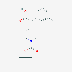 molecular formula C19H27NO4 B2479893 2-(3-Methylphenyl)-2-[1-[(2-methylpropan-2-yl)oxycarbonyl]piperidin-4-yl]acetic acid CAS No. 1785039-12-4