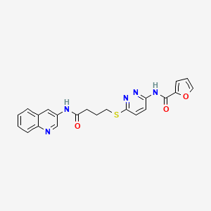 molecular formula C22H19N5O3S B2479906 N-(6-((4-oxo-4-(quinolin-3-ylamino)butyl)thio)pyridazin-3-yl)furan-2-carboxamide CAS No. 1105218-42-5