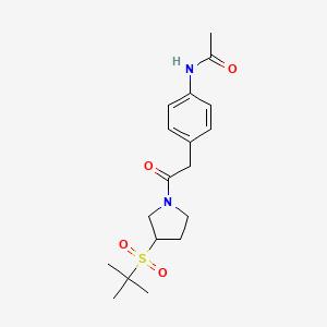 molecular formula C18H26N2O4S B2479908 N-(4-(2-(3-(tert-butylsulfonyl)pyrrolidin-1-yl)-2-oxoethyl)phenyl)acetamide CAS No. 1797966-07-4