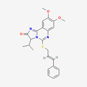 molecular formula C24H25N3O3S B2479909 3-isopropyl-8,9-dimethoxy-5-{[(E)-3-phenyl-2-propenyl]sulfanyl}imidazo[1,2-c]quinazolin-2(3H)-one CAS No. 1044146-26-0