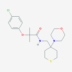 molecular formula C20H29ClN2O3S B2479910 2-(4-Chlorophenoxy)-2-methyl-N-[(4-morpholin-4-ylthian-4-yl)methyl]propanamide CAS No. 2380085-22-1
