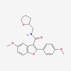 molecular formula C22H23NO5 B2479912 5-methoxy-2-(4-methoxyphenyl)-N-(tetrahydrofuran-2-ylmethyl)-1-benzofuran-3-carboxamide CAS No. 929428-89-7