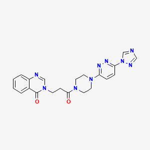molecular formula C21H21N9O2 B2479913 3-(3-(4-(6-(1H-1,2,4-三唑-1-基)吡啶并[3-yl]哌嗪-1-基)-3-氧代丙基)喹唑啉-4(3H)-酮 CAS No. 1797564-48-7