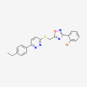 molecular formula C21H17BrN4OS B2479918 3-({[3-(2-Bromophenyl)-1,2,4-oxadiazol-5-yl]methyl}thio)-6-(4-ethylphenyl)pyridazine CAS No. 1114914-98-5