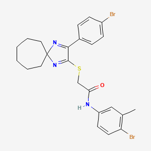 molecular formula C24H25Br2N3OS B2479920 N-(4-BROMO-3-METHYLPHENYL)-2-{[3-(4-BROMOPHENYL)-1,4-DIAZASPIRO[4.6]UNDECA-1,3-DIEN-2-YL]SULFANYL}ACETAMIDE CAS No. 899932-90-2