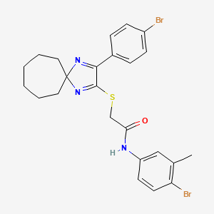 molecular formula C24H25Br2N3OS B2479920 N-(4-溴-3-甲基苯基)-2-((3-(4-溴苯基)-1,4-二氮杂螺[4.6]十一烯-2-基)硫基)乙酰胺 CAS No. 899932-90-2