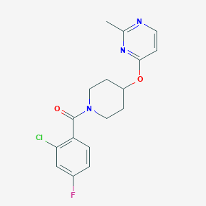 molecular formula C17H17ClFN3O2 B2479921 (2-Chloro-4-fluorophenyl)(4-((2-methylpyrimidin-4-yl)oxy)piperidin-1-yl)methanone CAS No. 2097915-94-9
