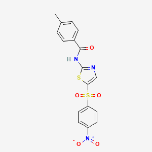 4-methyl-N-(5-((4-nitrophenyl)sulfonyl)thiazol-2-yl)benzamide