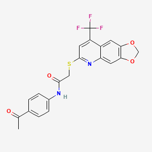 N-(4-acetylphenyl)-2-{[8-(trifluoromethyl)[1,3]dioxolo[4,5-g]quinolin-6-yl]sulfanyl}acetamide