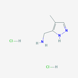 molecular formula C5H11Cl2N3 B2479934 1-(4-methyl-1H-pyrazol-3-yl)methanamine dihydrochloride CAS No. 2173991-88-1